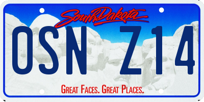 SD license plate 0SNZ14