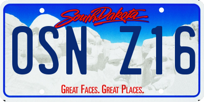 SD license plate 0SNZ16