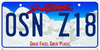 SD license plate 0SNZ18