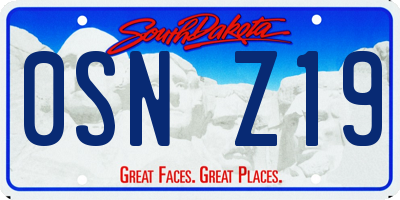 SD license plate 0SNZ19