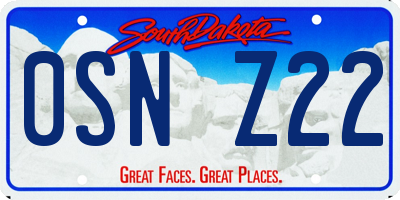 SD license plate 0SNZ22