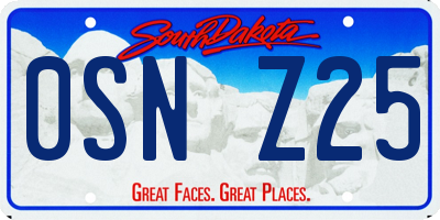 SD license plate 0SNZ25