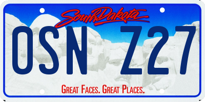 SD license plate 0SNZ27