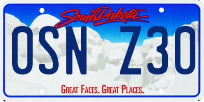 SD license plate 0SNZ30