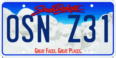 SD license plate 0SNZ31