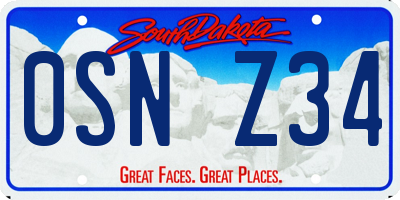 SD license plate 0SNZ34