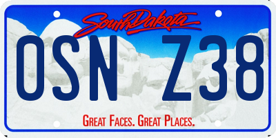 SD license plate 0SNZ38