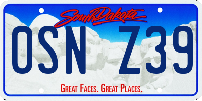SD license plate 0SNZ39