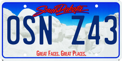SD license plate 0SNZ43