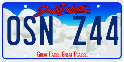 SD license plate 0SNZ44