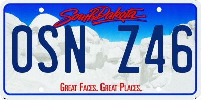 SD license plate 0SNZ46