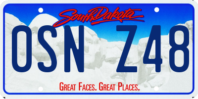 SD license plate 0SNZ48