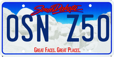 SD license plate 0SNZ50