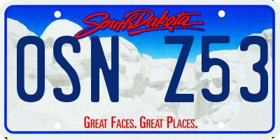SD license plate 0SNZ53