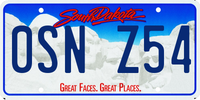 SD license plate 0SNZ54