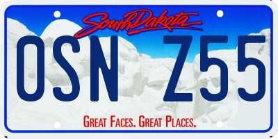 SD license plate 0SNZ55