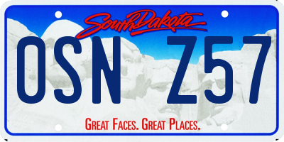 SD license plate 0SNZ57