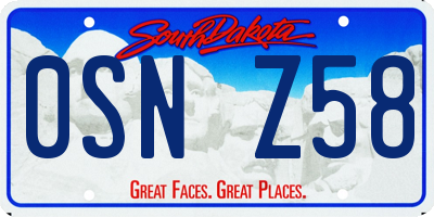 SD license plate 0SNZ58