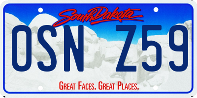 SD license plate 0SNZ59