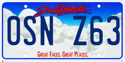 SD license plate 0SNZ63
