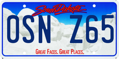 SD license plate 0SNZ65