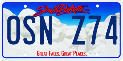 SD license plate 0SNZ74