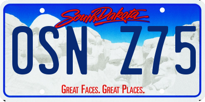 SD license plate 0SNZ75