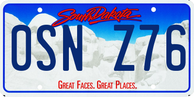 SD license plate 0SNZ76