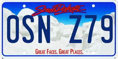 SD license plate 0SNZ79