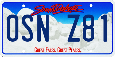 SD license plate 0SNZ81