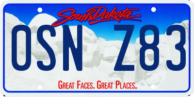 SD license plate 0SNZ83