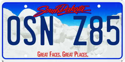 SD license plate 0SNZ85