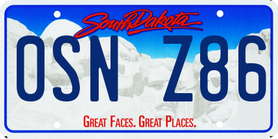 SD license plate 0SNZ86