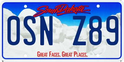 SD license plate 0SNZ89