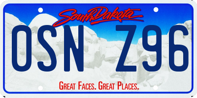 SD license plate 0SNZ96