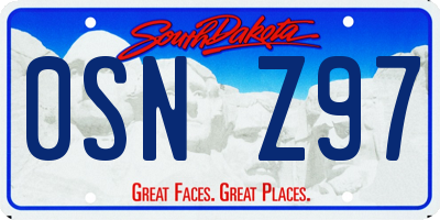 SD license plate 0SNZ97