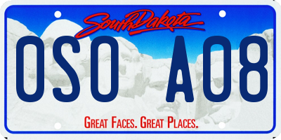 SD license plate 0SOA08