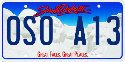 SD license plate 0SOA13