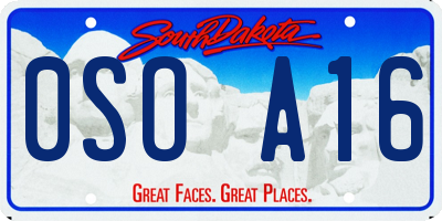 SD license plate 0SOA16