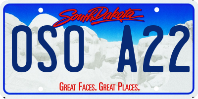 SD license plate 0SOA22