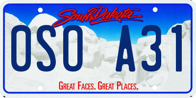 SD license plate 0SOA31