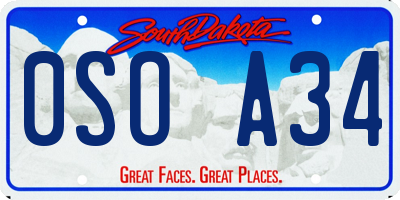 SD license plate 0SOA34