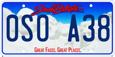 SD license plate 0SOA38