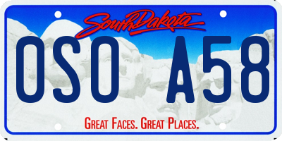SD license plate 0SOA58