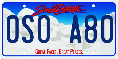 SD license plate 0SOA80