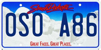 SD license plate 0SOA86