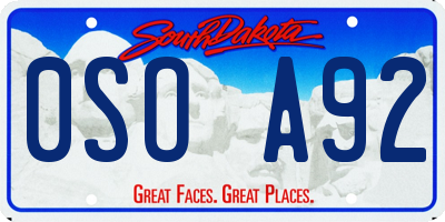SD license plate 0SOA92