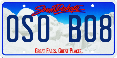 SD license plate 0SOB08