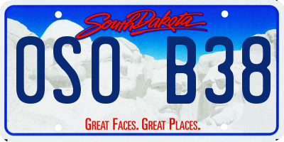 SD license plate 0SOB38