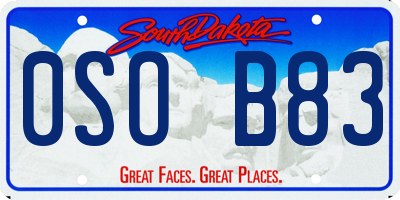 SD license plate 0SOB83